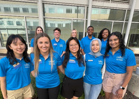Pharmacy student ambassadors from the Kansas City campus pose for a photo.