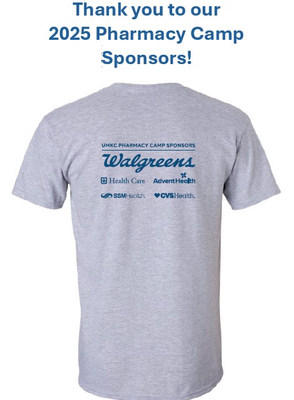 Thank you to Pharmacy Camp sponsors t-shirt