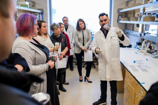 Photo of group tour of American Cancer Society lab