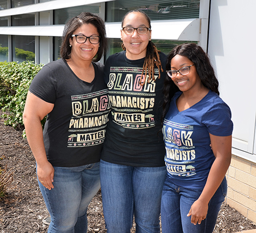 Tamica Lige, co-advisor of the UMKC Black Student Pharmacists; Charley Edwards, vice-president; and Essence Daniels-Brewer, president, of the new Black Student Pharmacist's organization